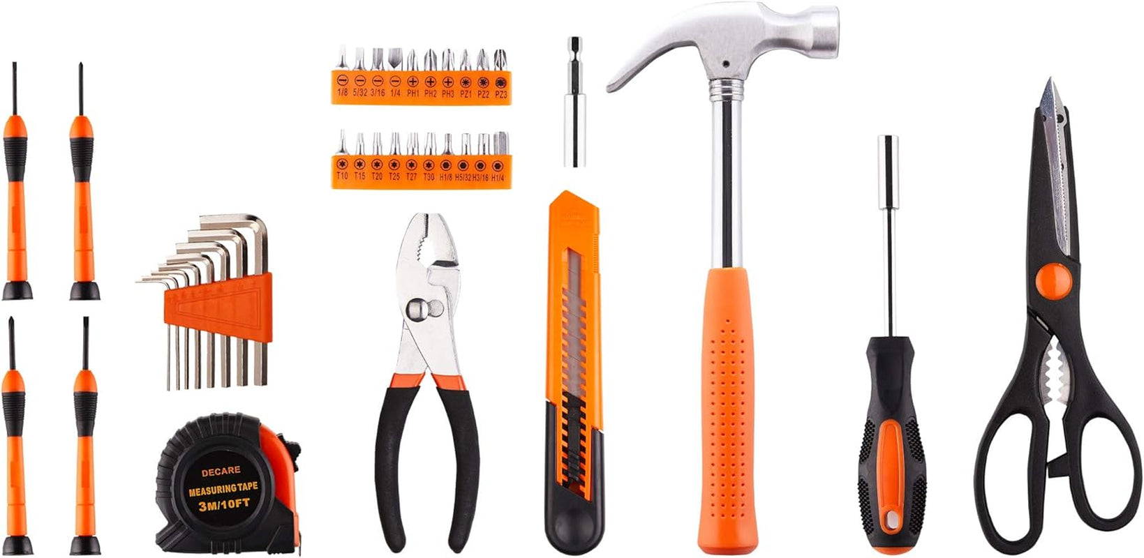 39-Piece Tool Kit Tool Set - Household Hand Tool Kit Repair Tools Set with Portable Toolbox Storage Case (Orange)