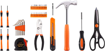 39-Piece Tool Kit Tool Set - Household Hand Tool Kit Repair Tools Set with Portable Toolbox Storage Case (Orange)