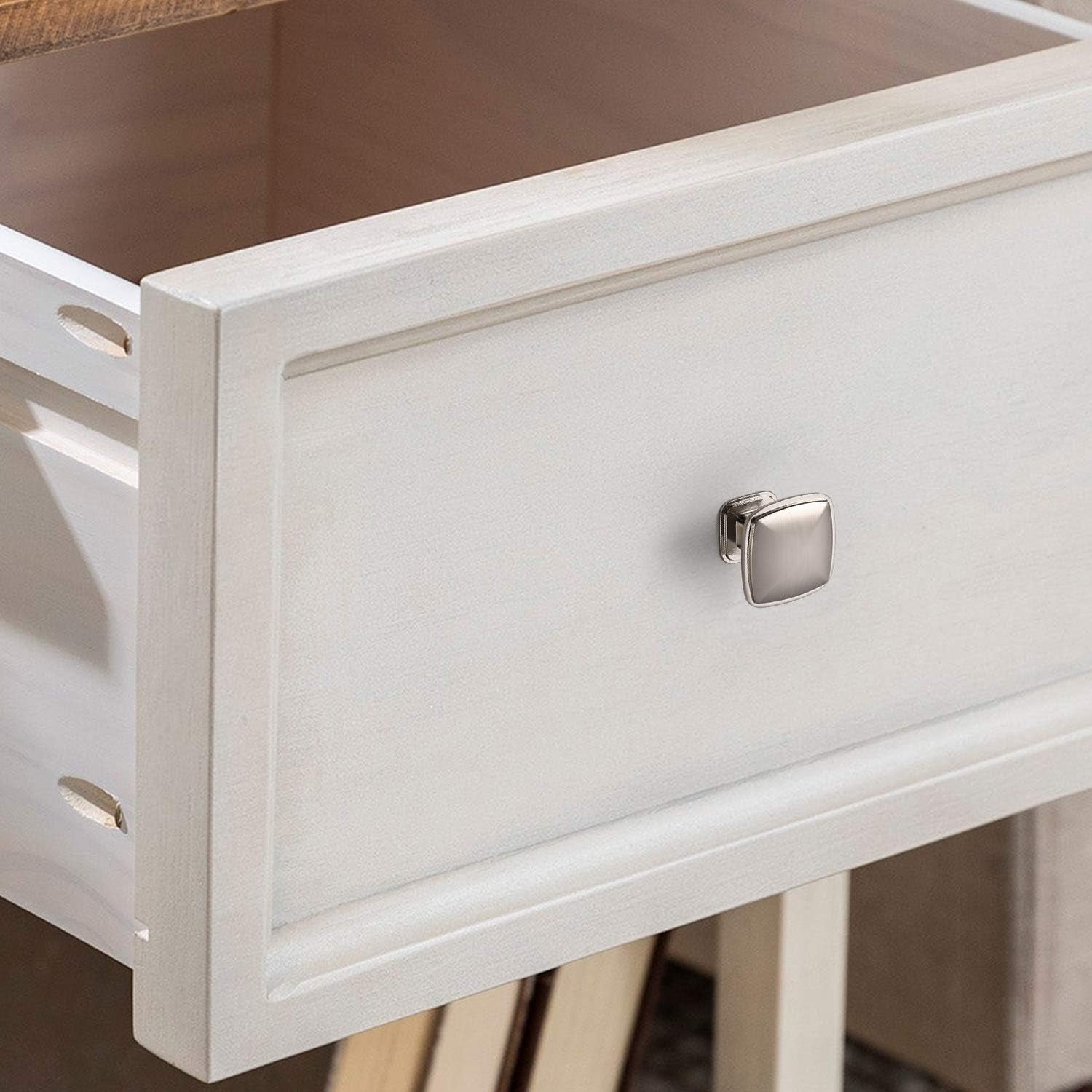 10 Pack 1-1/4Inch Shiny Brushed Satin Nickel Cupboard Drawer Knobs Kitchen Cabinet Knobs Single Hole Cabinet Handles K0003BSN