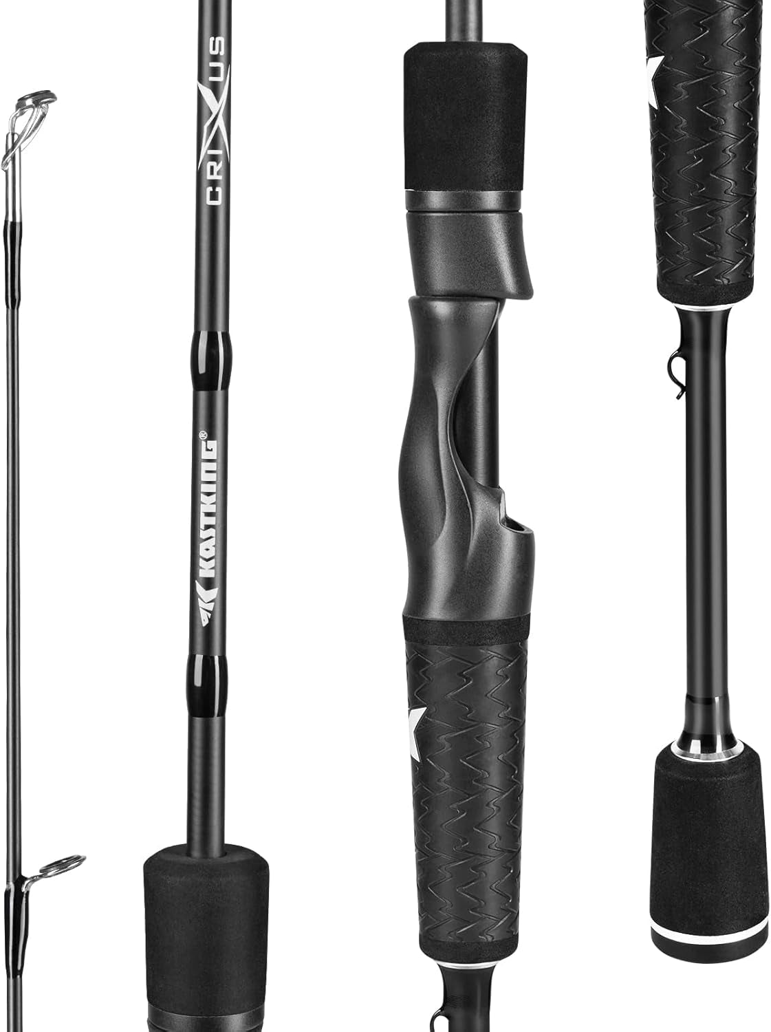 Crixus Fishing Rods,Im6 Graphite Spinning Rod & Casting Rod W/Zirconium Oxide Ring Stainless Steel Guides, Superpolymer Handle