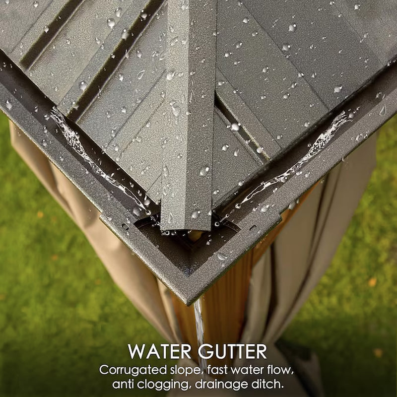 Gazebo Brown Gazebo with Hardtop Roof / 12-Ft X 16 (Screen Included)