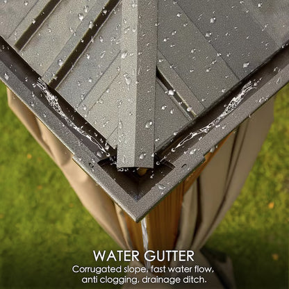 Gazebo Brown Gazebo with Hardtop Roof / 12-Ft X 16 (Screen Included)