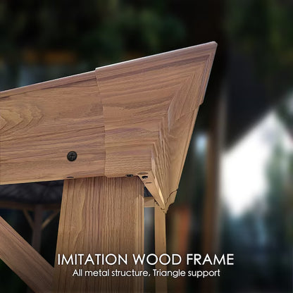 Gazebo Brown Gazebo with Hardtop Roof / 12-Ft X 16 (Screen Included)