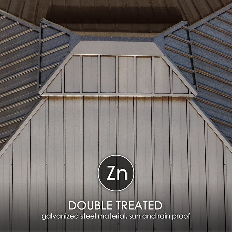 Gazebo Brown Gazebo with Hardtop Roof / 12-Ft X 16 (Screen Included)