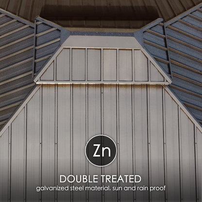 Gazebo Brown Gazebo with Hardtop Roof / 12-Ft X 16 (Screen Included)