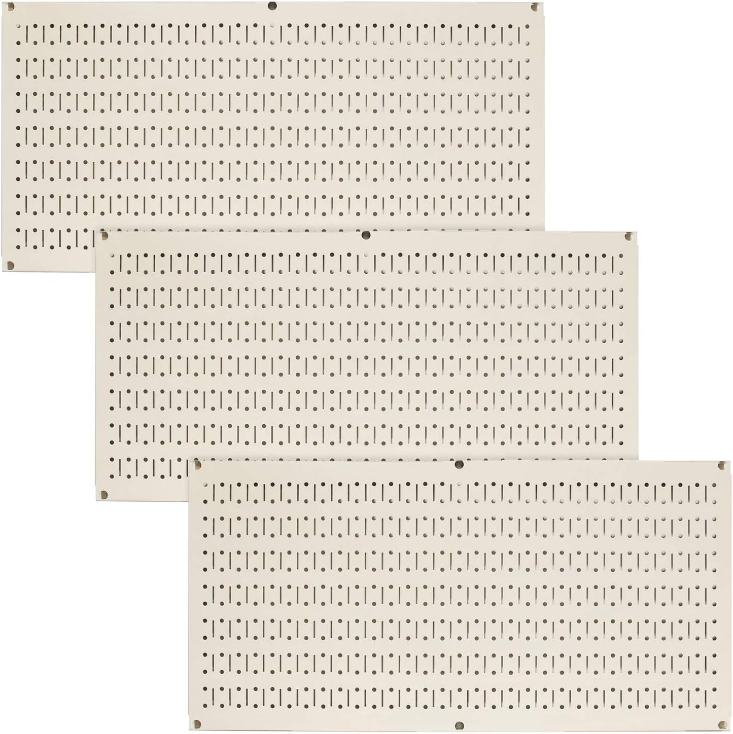 Pegboard Value Pack - (3) Pack of  16-Inch Tall X 32-Inch Wide Horizontal Metal Wallboards for Home & Garage Tool Storage Organization (Beige Pegboard)