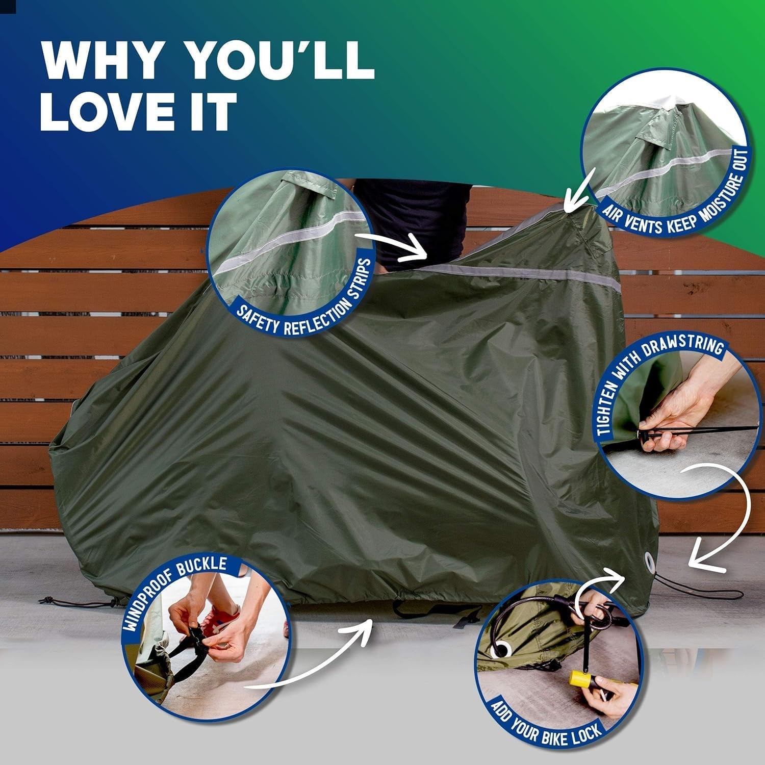 Bike Cover – Reflective Bicycle Covers for outside Storage - Waterproof & Weatherproof Garden Tarp Shelters for Bikes, Trikes, 29Ers, and Electric Bicycles