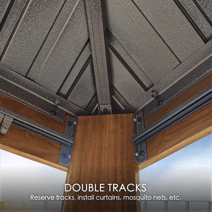 Gazebo Brown Gazebo with Hardtop Roof / 12-Ft X 16 (Screen Included)