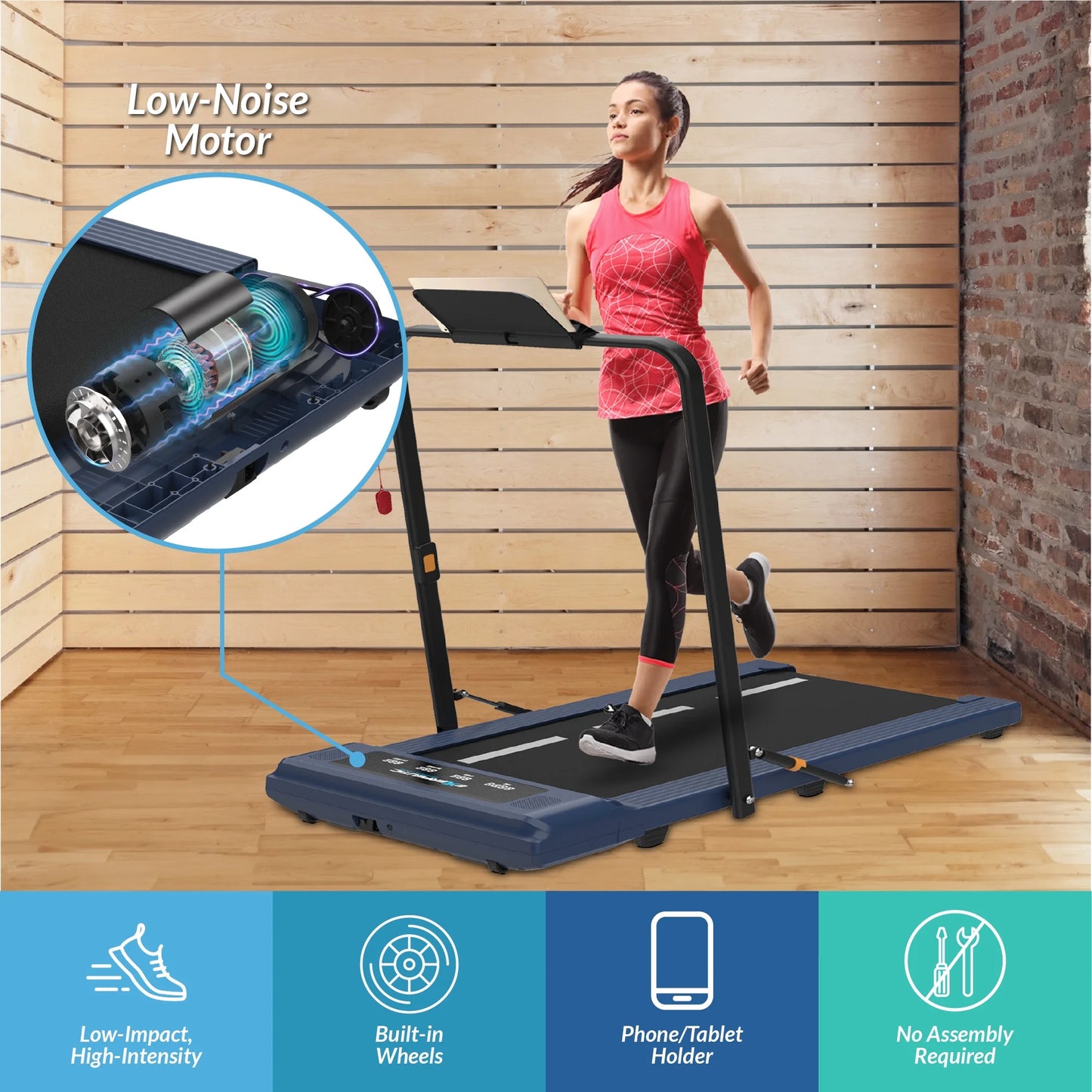Electric Walking Desk Exercise Treadmill, Blue, 400 Lb